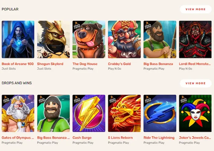 Koi Spins Casino Home games